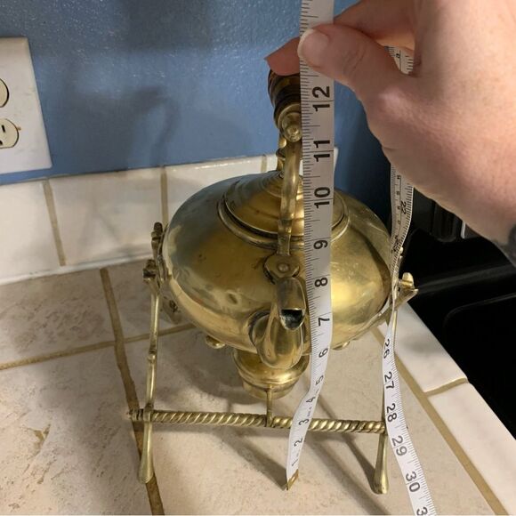 Antique James Clews Birmingham JCB brass tea pot Toddy kettle with stand - Picture 12 of 13